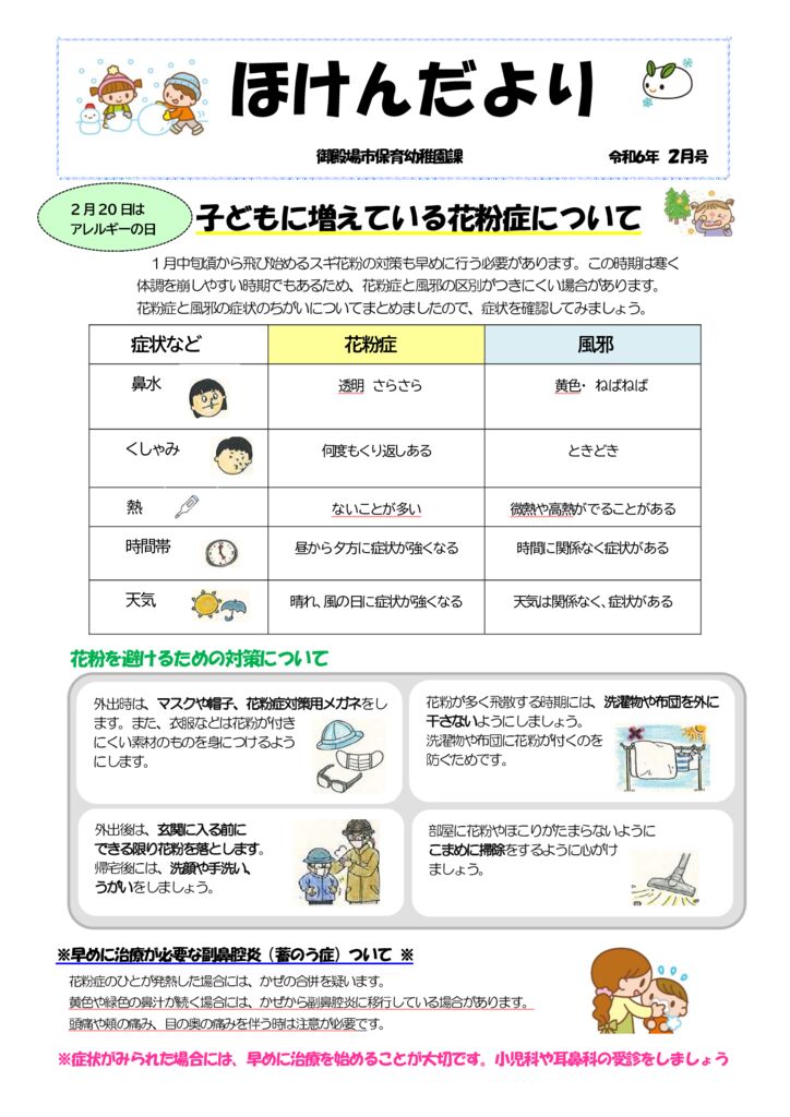 令和6年2月ほけんだより – 御殿場市子育て支援サイト
